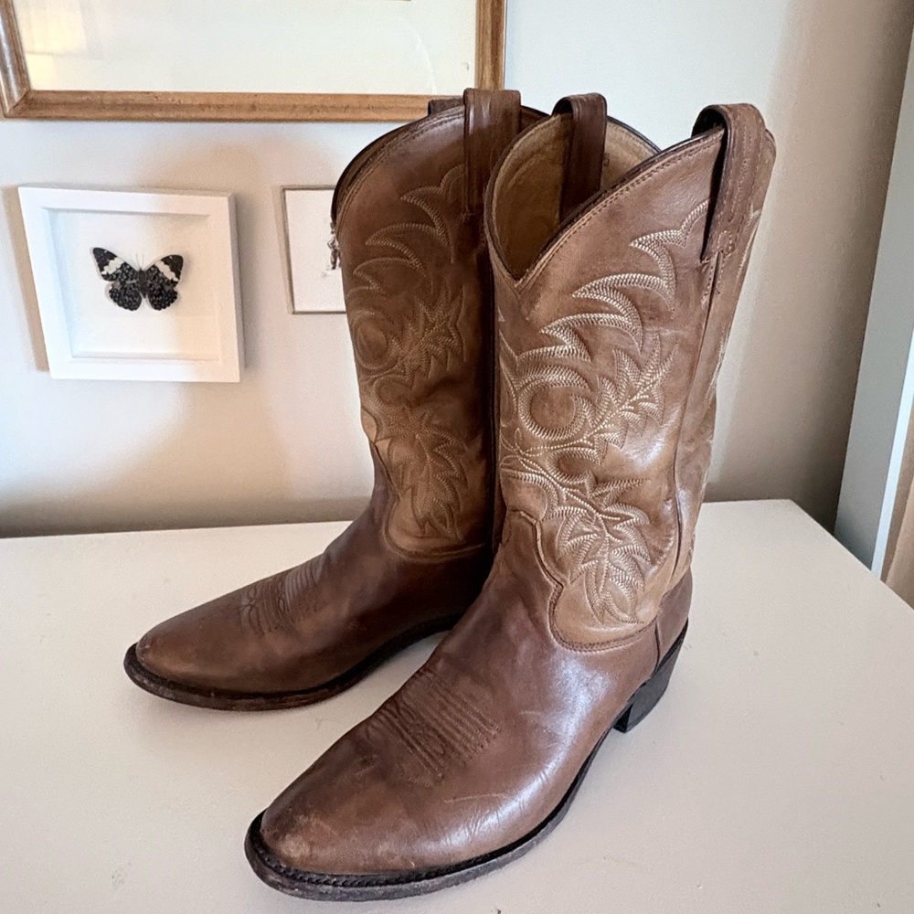 Brown Leather Western Boots W 9.5 Tony Lama USA